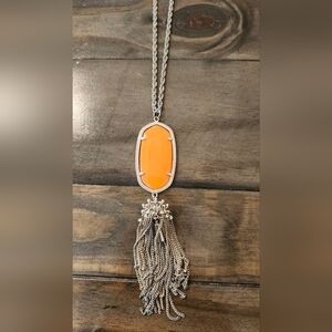 Kendra Scott Orange  Pendant Tassel Necklace
